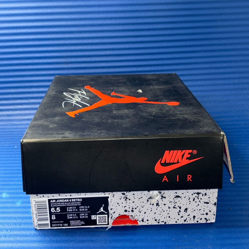 Size 6.5- Men’s Nike Air Jordan 4 Retro Fire Red (2020) DC7770-160 Women’s 8 NEW - Picture 10 of 10